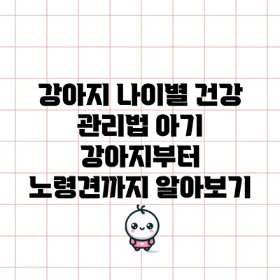 강아지 나이별 건강 관리법: 아기 강아지부터 노령견까지 알아보기