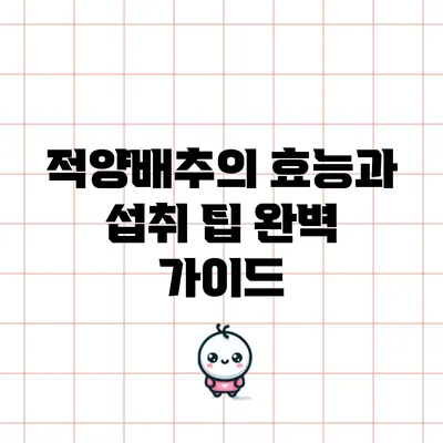 적양배추의 효능과 섭취 팁 완벽 가이드