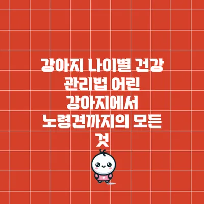 강아지 나이별 건강 관리법: 어린 강아지에서 노령견까지의 모든 것