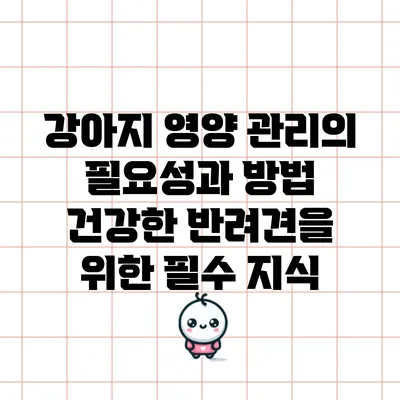 강아지 영양 관리의 필요성과 방법: 건강한 반려견을 위한 필수 지식