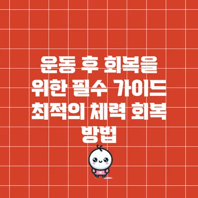 운동 후 회복을 위한 필수 가이드: 최적의 체력 회복 방법