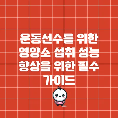 운동선수를 위한 영양소 섭취: 성능 향상을 위한 필수 가이드