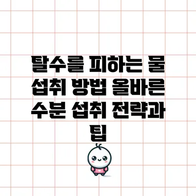 탈수를 피하는 물 섭취 방법: 올바른 수분 섭취 전략과 팁