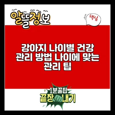 강아지 나이별 건강 관리 방법: 나이에 맞는 관리 팁