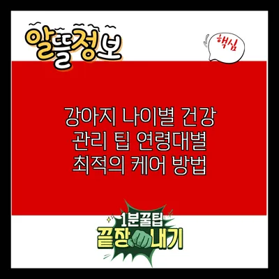 강아지 나이별 건강 관리 팁: 연령대별 최적의 케어 방법