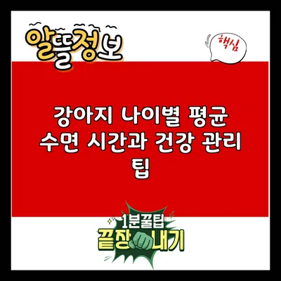 강아지 나이별 평균 수면 시간과 건강 관리 팁