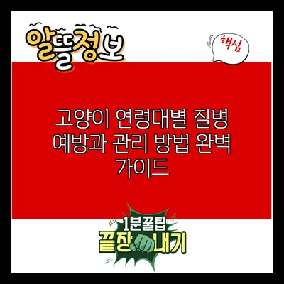 고양이 연령대별 질병 예방과 관리 방법 완벽 가이드