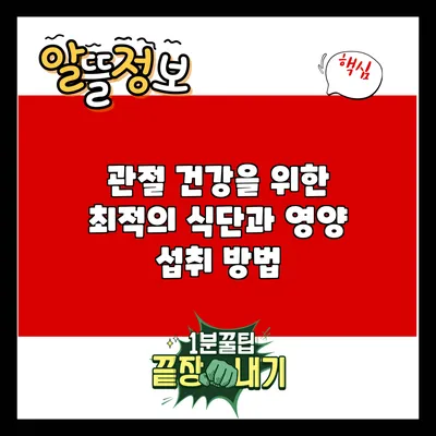 관절 건강을 위한 최적의 식단과 영양 섭취 방법