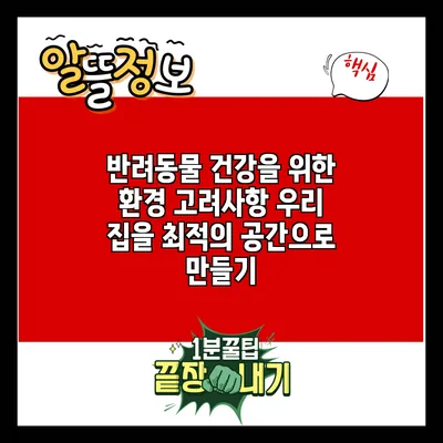 반려동물 건강을 위한 환경 고려사항: 우리 집을 최적의 공간으로 만들기