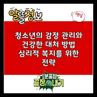 청소년의 감정 관리와 건강한 대처 방법: 심리적 복지를 위한 전략