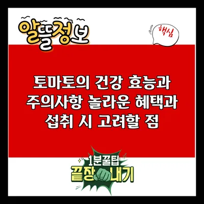 토마토의 건강 효능과 주의사항: 놀라운 혜택과 섭취 시 고려할 점