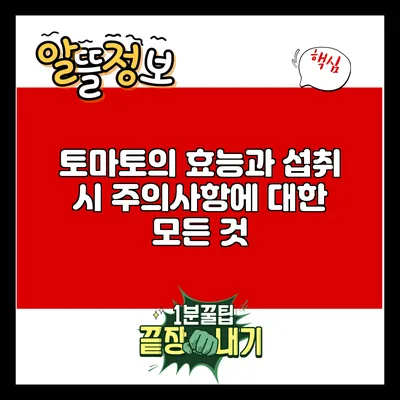토마토의 효능과 섭취 시 주의사항에 대한 모든 것