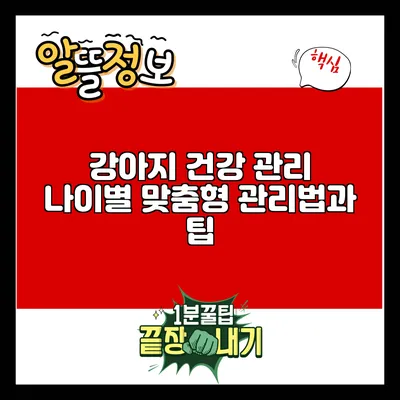 강아지 건강 관리: 나이별 맞춤형 관리법과 팁