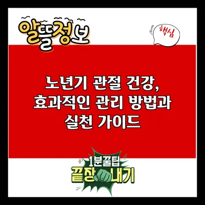 노년기 관절 건강, 효과적인 관리 방법과 실천 가이드