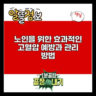 노인을 위한 효과적인 고혈압 예방과 관리 방법