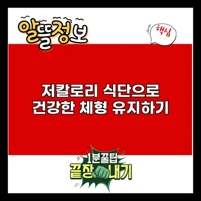 저칼로리 식단으로 건강한 체형 유지하기