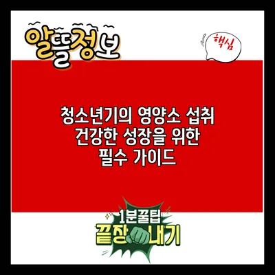 청소년기의 영양소 섭취: 건강한 성장을 위한 필수 가이드