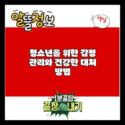 청소년을 위한 감정 관리와 건강한 대처 방법