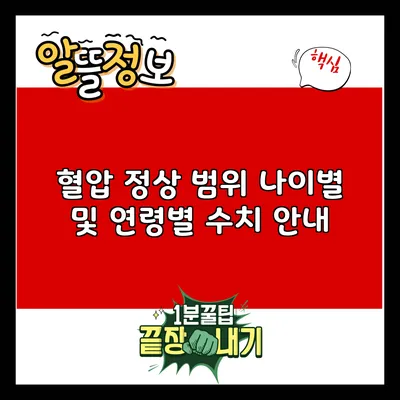혈압 정상 범위: 나이별 및 연령별 수치 안내